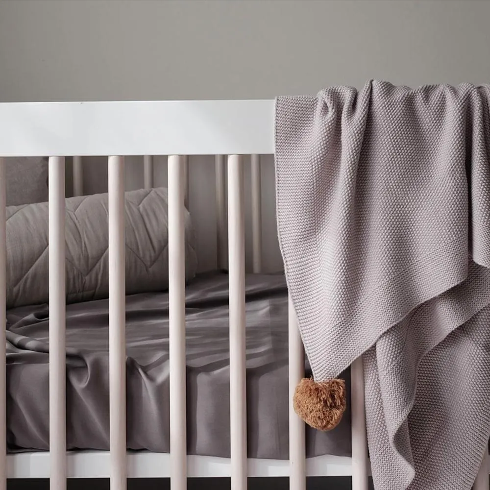 100% Organic Bamboo Fitted Cot Sheet - Steel