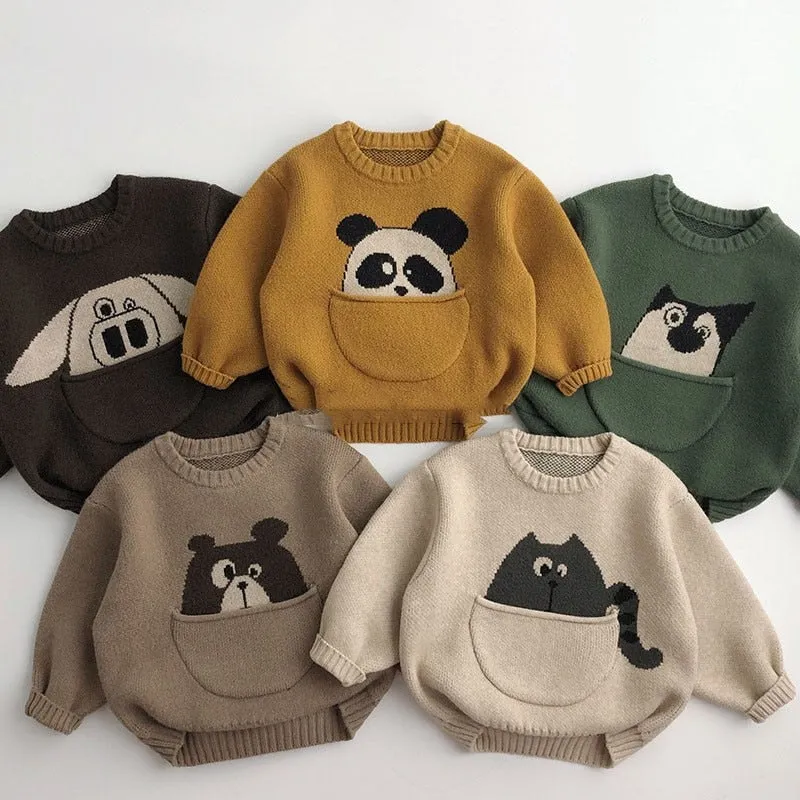 Animal Knit Pocket Jumpers