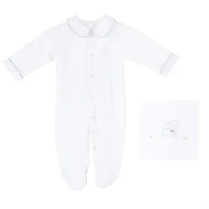 Baby Puppy Cotton Knit Footie Blue