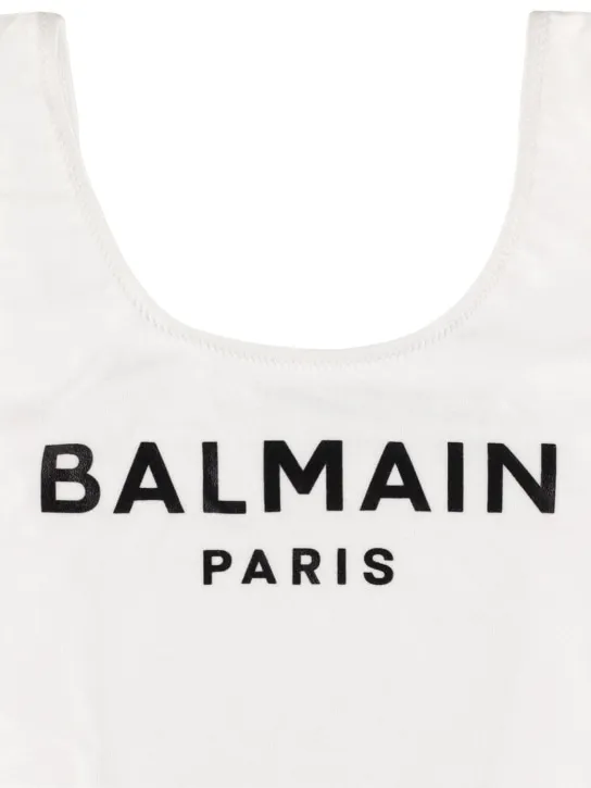 Balmain   Logo print Lycra one piece swimsuit 