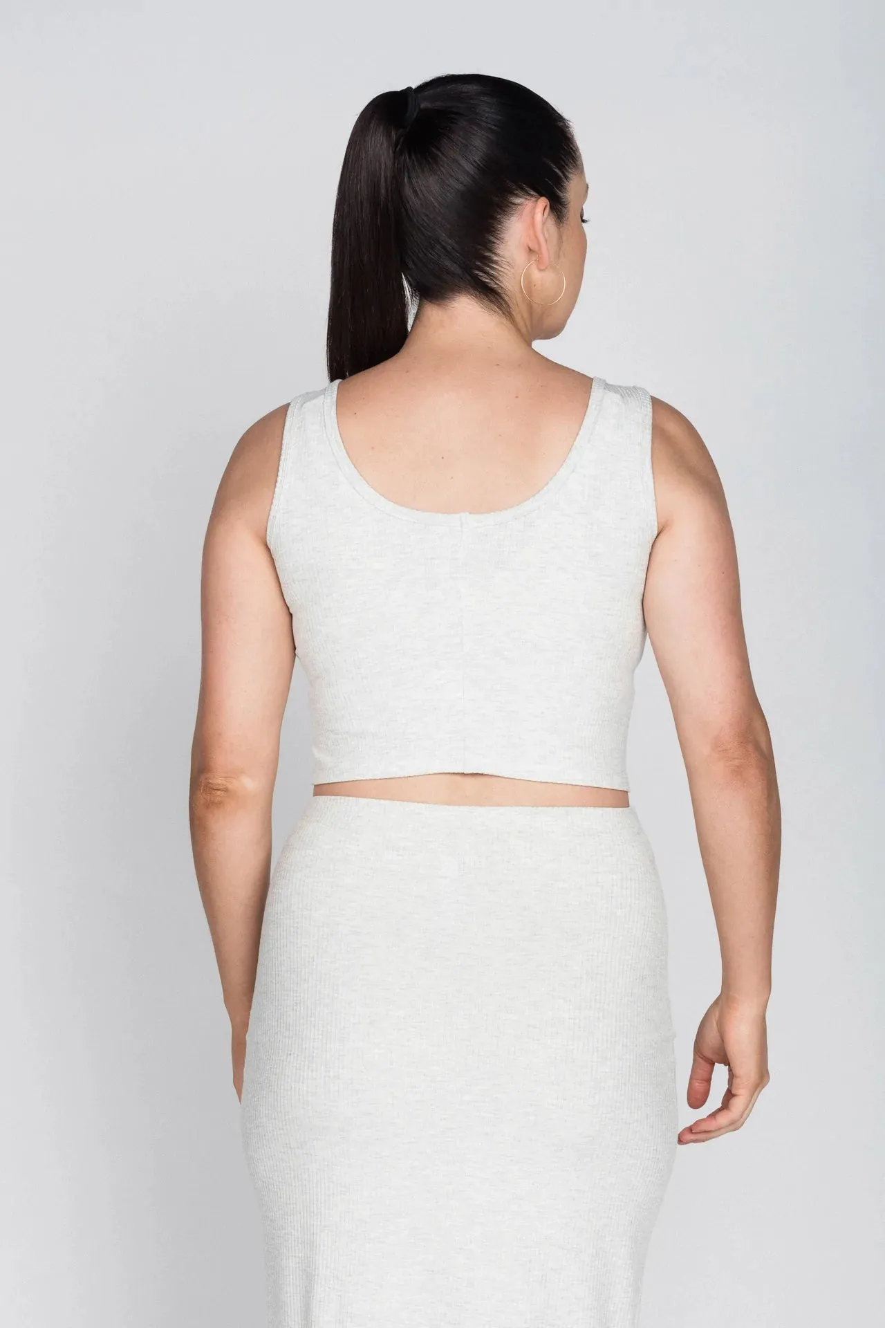 Bamboo Crop Top in Light Grey
