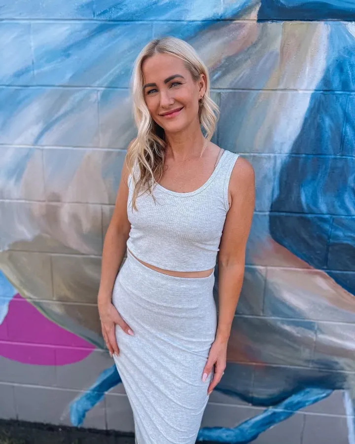 Bamboo Crop Top in Light Grey