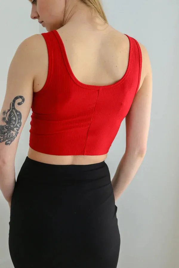 Bamboo Crop Top in Red
