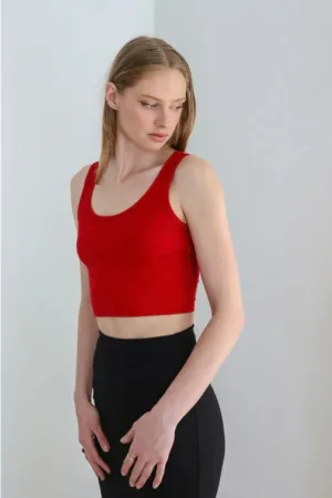 Bamboo Crop Top in Red