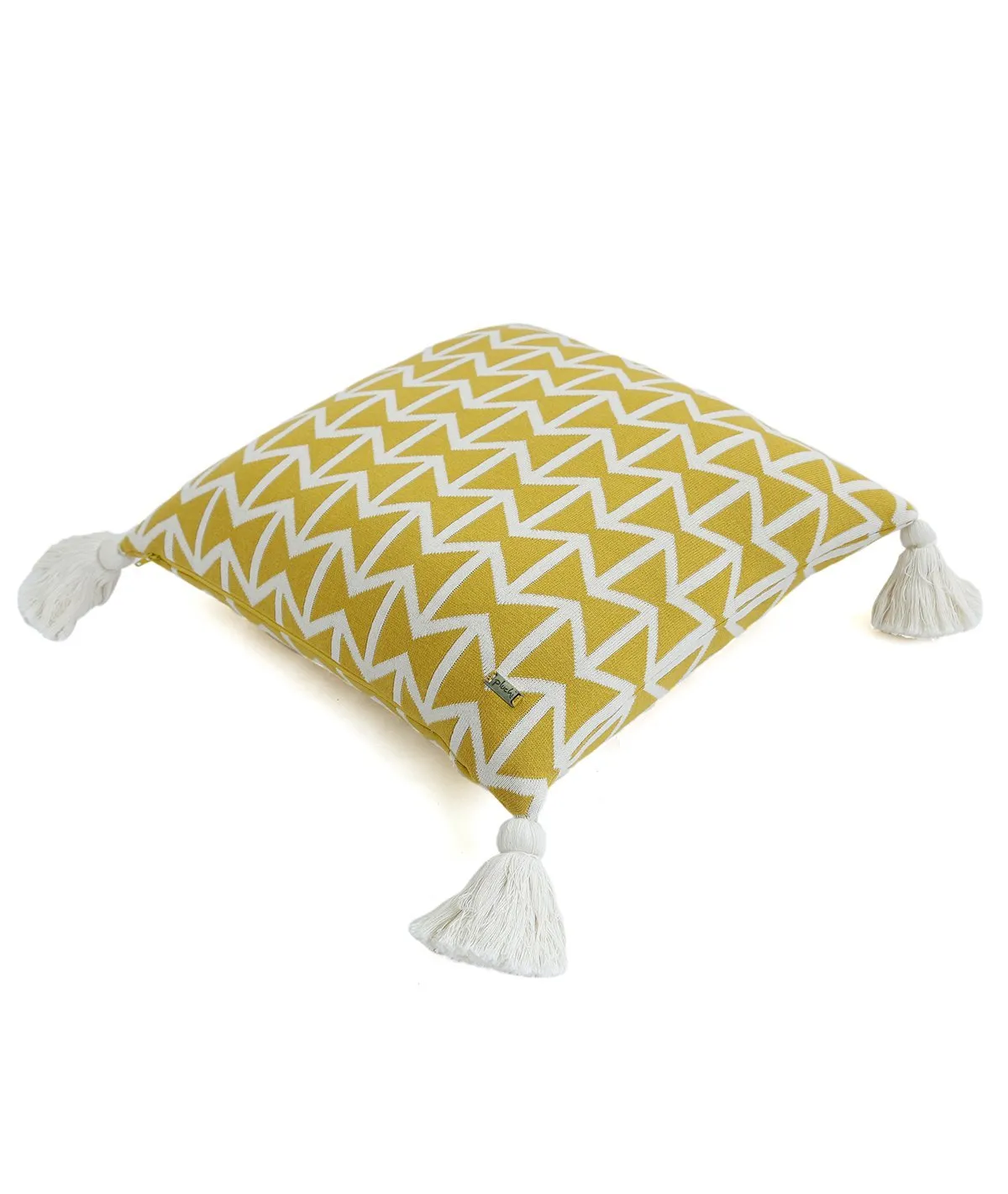 Beatrice Cotton Knitted Decorative Twanty Olive & Natural Color 18 x 18 Inches Cushion Cover