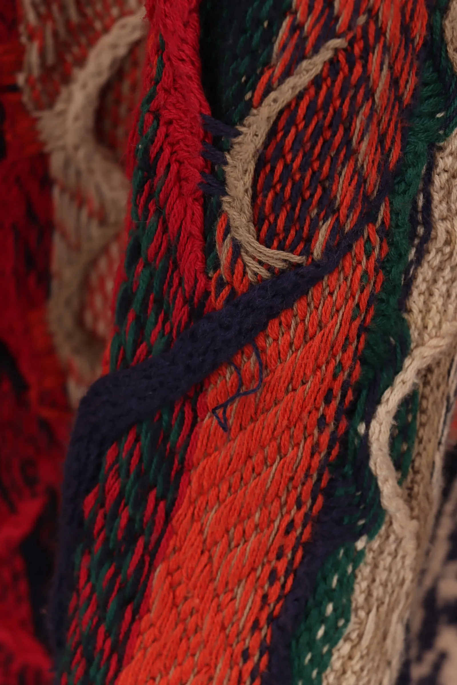 COTTON TRADERS Red Orange & Navy Coogi Style Knit (XXL)
