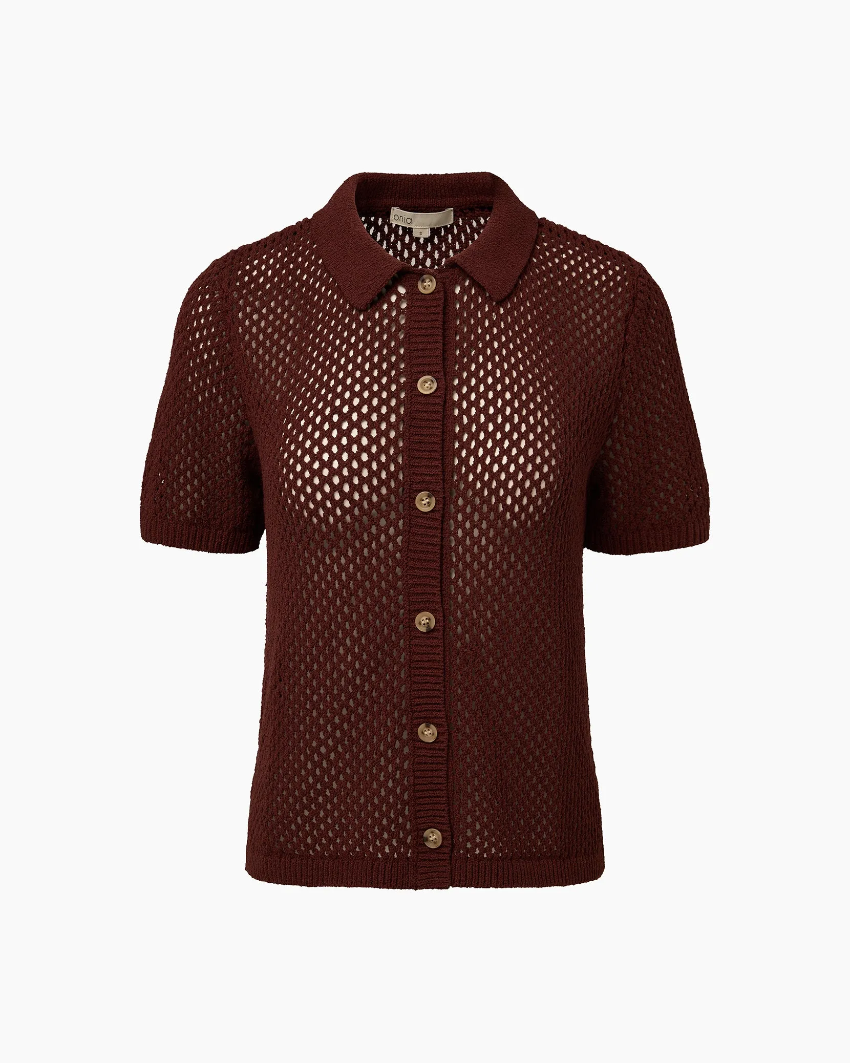 Crochet Knit Button Up Shirt