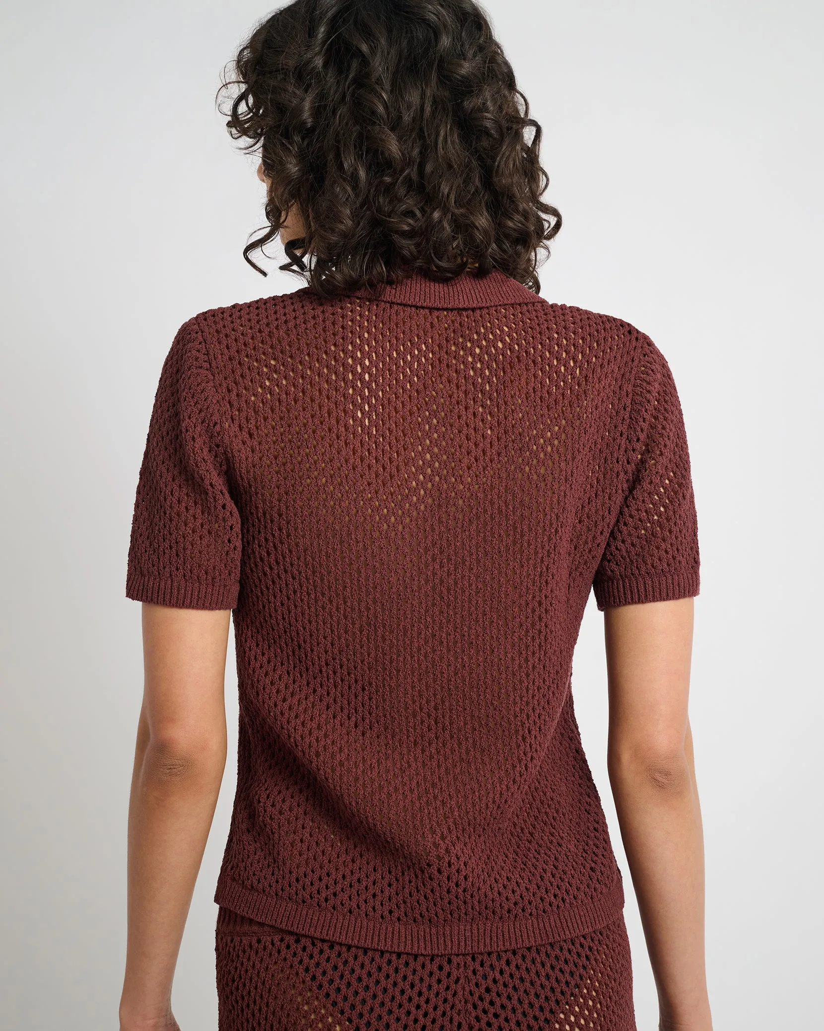 Crochet Knit Button Up Shirt