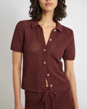 Crochet Knit Button Up Shirt