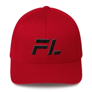 Florida - Structured Twill Cap - Black Embroidery - FL - Many Hat Color Options Available