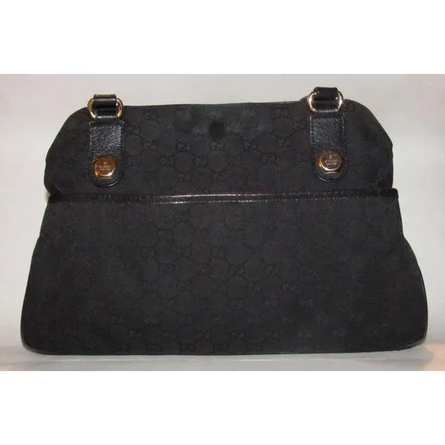 Gucci Vintage Pursesdesigner Purses Black Leather And Gg Leather Satchel