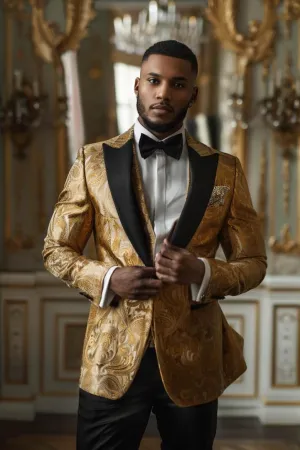 Jackson modern look Golden slim Fit Men Tuxedos Suit