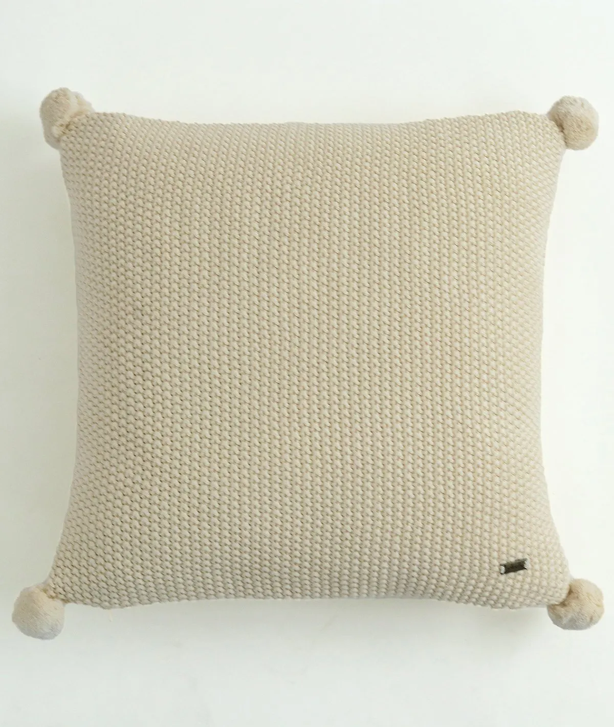 Moss Stitch- Natural Cotton Knitted Decorative Cushion Cover (18" x 18")