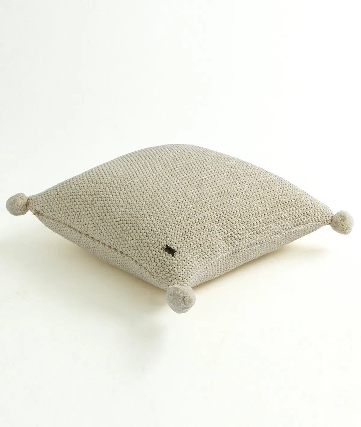 Moss Stitch- Natural Cotton Knitted Decorative Cushion Cover (18" x 18")
