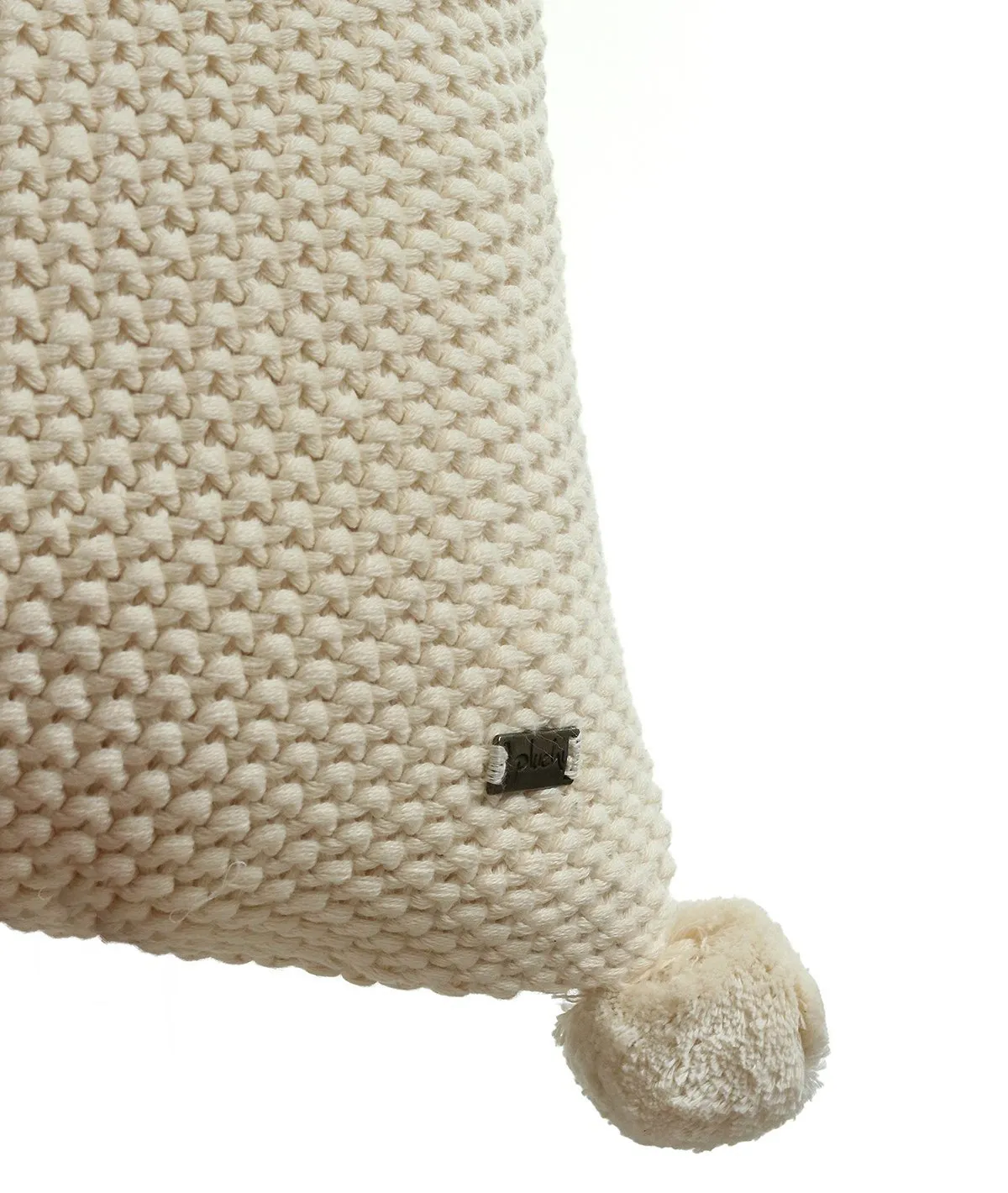 Moss Stitch- Natural Cotton Knitted Decorative Cushion Cover (18" x 18")