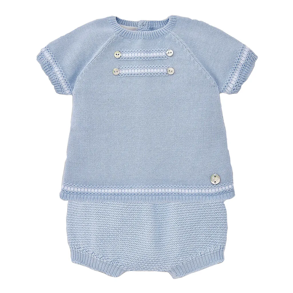 Paz Rodriguez Knit Short Set Lecer Sky Blue