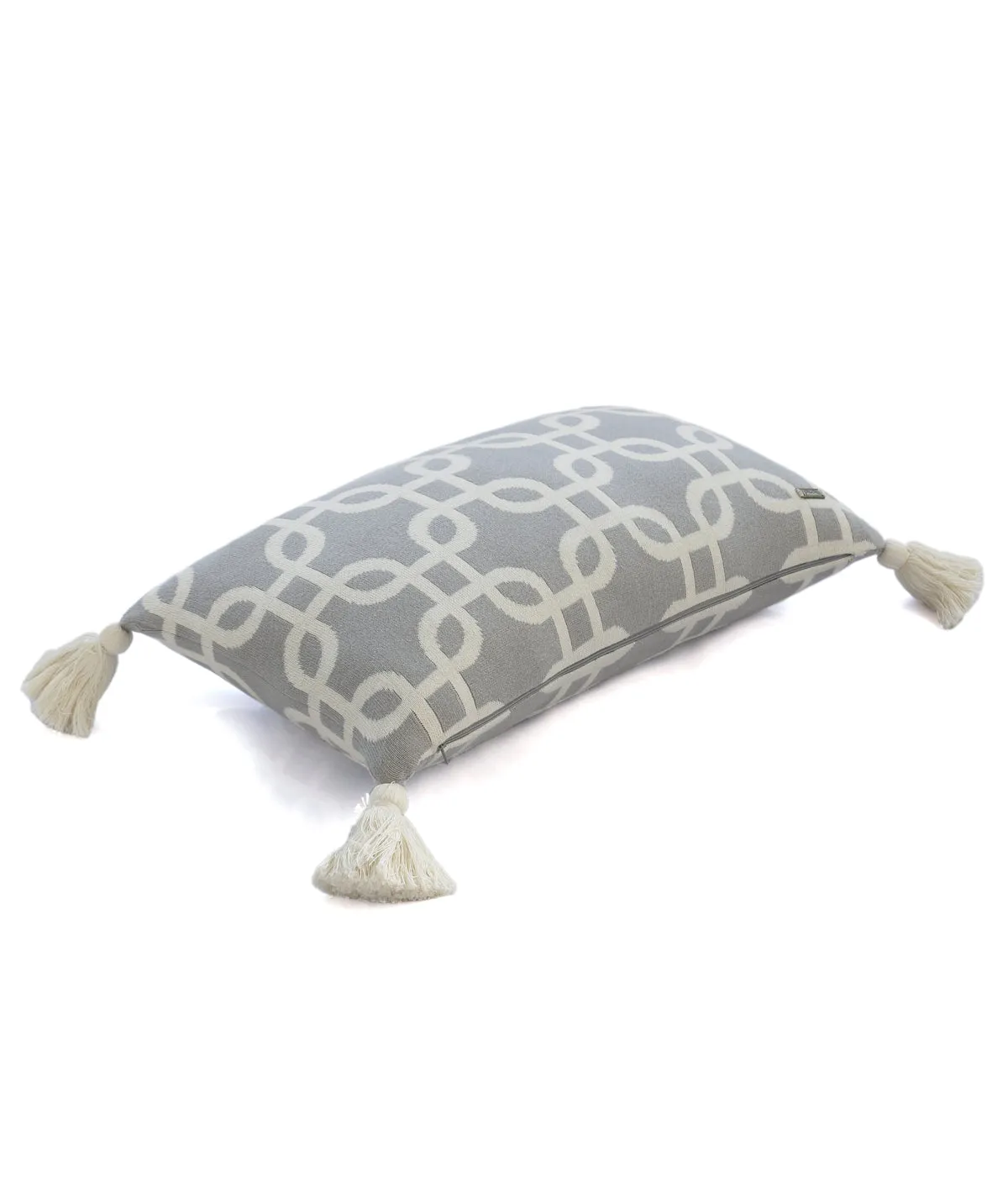Stroke Cotton Knitted Decorative Light Grey & Natural Color 12 x 20 Inches Pillow Covers