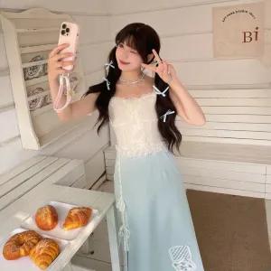 Sweet Girl Style Lace Trim Slim Fit Vest