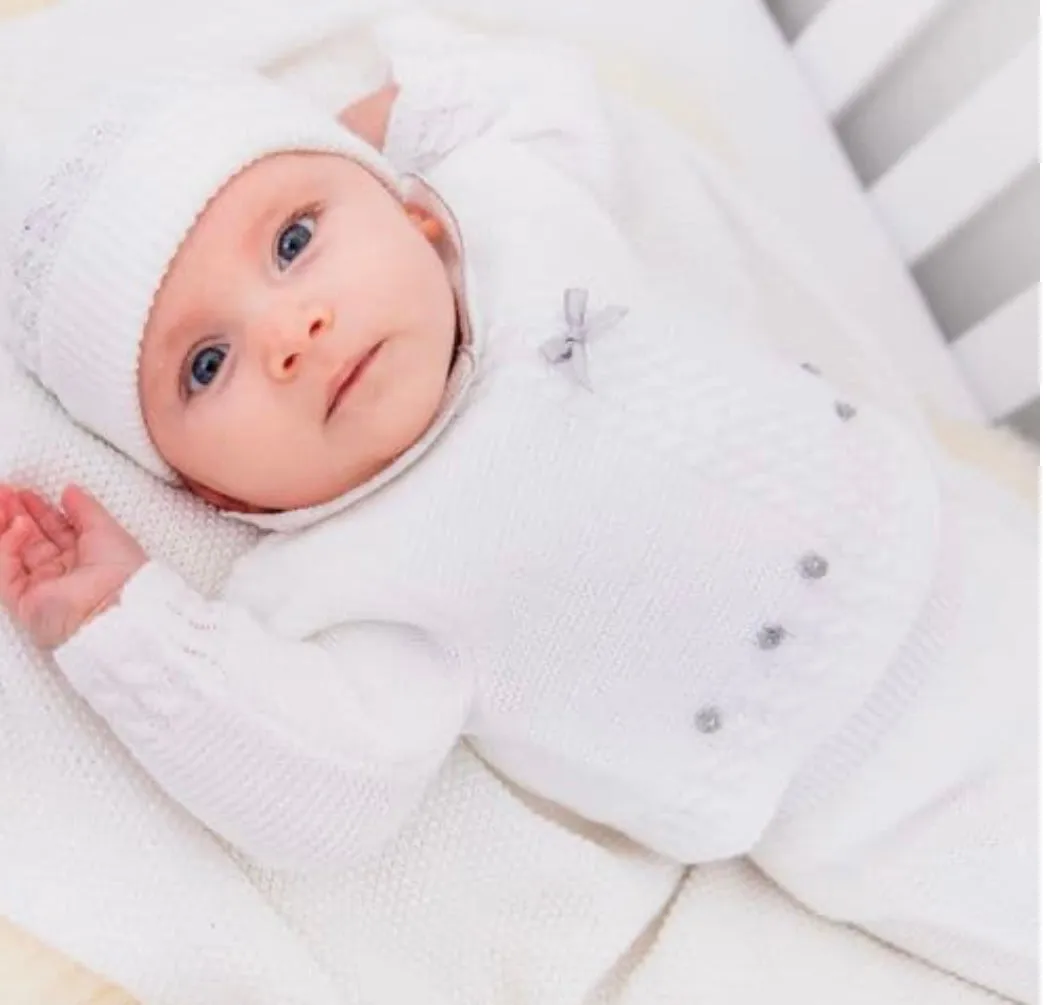 White Knitted Three Piece Set